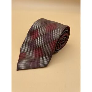 JOSEPH &‎ FEISS 100% Silk Tie Men's Burgundy Red Gray Abstract Necktie